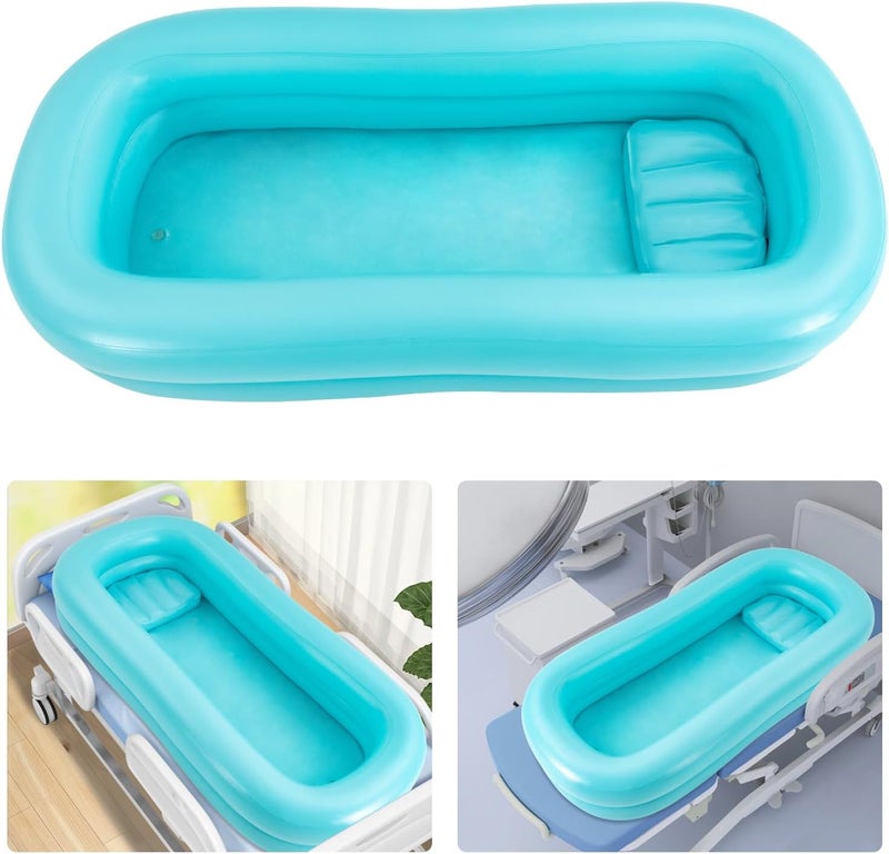 CNCEST Bedside Shower Bathtub Kit,Elderly Inflatable Bathtub for Adults,PVC Shower Bathtub with Electric Air Pump and Water Bag,Wash Fullbody in Bed,Portable for Elderly Disabled Seniors Handicapped (Blue) - Image 4